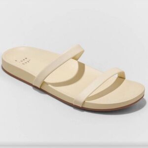 A New Day Nadine Skinny Strap Butter Pastel Yellow Slides Sandals